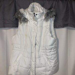 White hooded puffer jacket